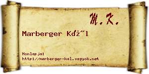 Marberger Kál névjegykártya
